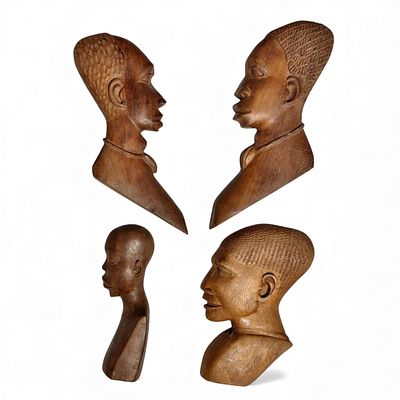 AFRICAN CRAFTS. Set of 4 wooden figures. Dim: 35 cm (tallest).