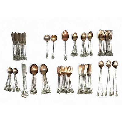 PART OF A CUTLERY SET. Set of 84 pieces, including knives, forks, and cake, coffee, tea, and 
