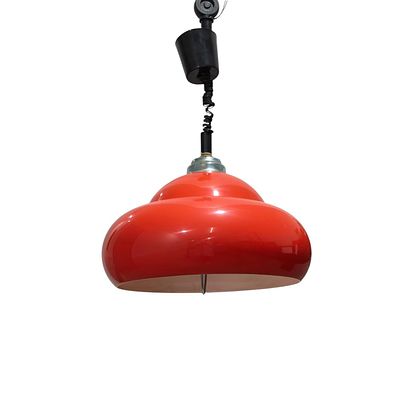 LIGHTING. 70s red Italian suspension lamp. Dim: 70x40 cm. Notes: signs of use.