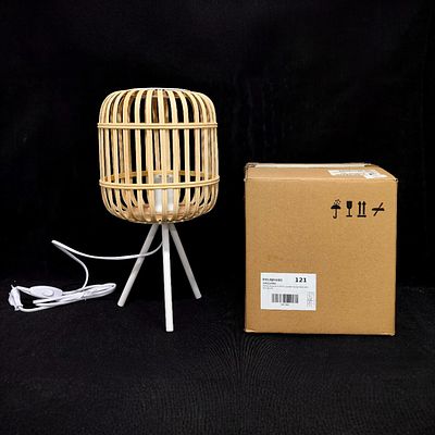 LIGHTING. Pair of table lamps, metal and wood. Dim: 41x21 cm. Notes: never used.