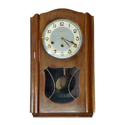 REGULATOR. Wall clock in veneered wood, Reguladora, national watch factory, numbered, n&ordm;335/45 