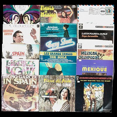 VINYL. Set of 16 x 33 rpm records, Nilton Cesar, The Magic of Spain, Liberace Now!, Digno Garcia 