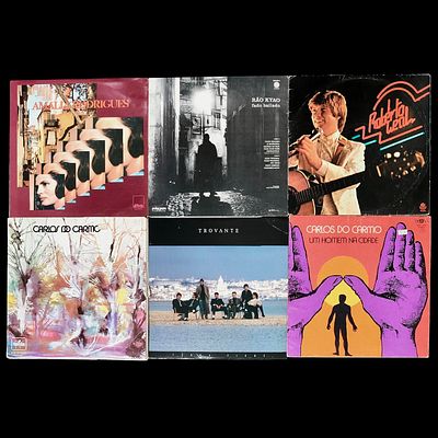 VINYL. Set of 6 33 rpm records, Portuguese artists, Am&aacute;lia Rodrigues, R&atilde;o Ky&atilde;o, Trovante, Carlos 