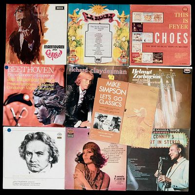 VINYL. Set of 10 33 rpm records, Montovani Plays Gypsy, La Bamba, This is Feyer Choes The Best 