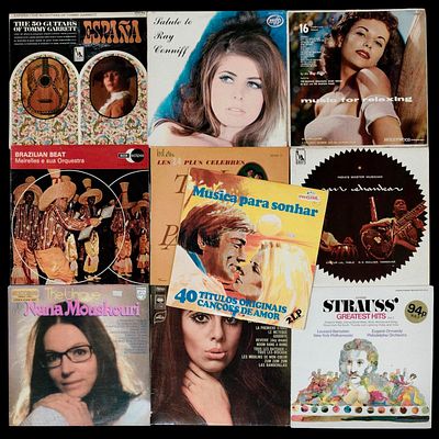 VINYL. Set of 10 33 rpm records, The 50 Guitars of Tommy Garrett Espa&ntilde;a, Salute to Ray Conniff 