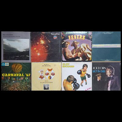 VINYL, VARIOUS ARTISTS. VINYL - Set of 8 vinyl records, 33 rpm LPs, by various artists, signs of use