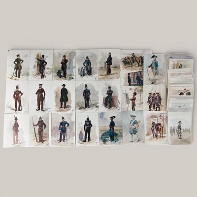 UNIFORM POSTCARDS. Set of approximately 160 postcards from various collections related to 