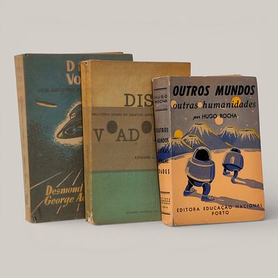 SCIENTIFIC BOOKS. Set of 3 scientific books, 
“Flying Saucers”, “Other Worlds Other Humanities” 