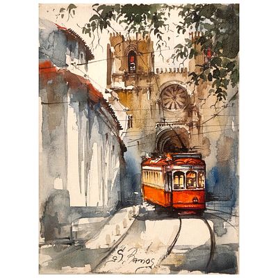 S. RAMOS. “S&eacute; Tram”Acrylic technique on canvas20x15 cm