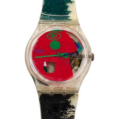 SWATCH AG1996. Original Swiss Made SWATCH AG1996 wrist watch - "Model COLORED SCRIBBLE By Kveta 