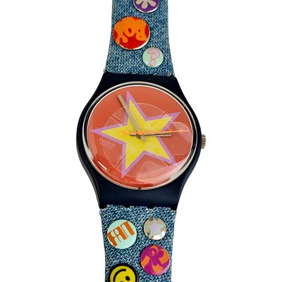 SWATCH AG1997. Original Swiss Made SWATCH AG1997 wristwatch - "STARS &amp; PINS GI101 Model" - 