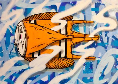 MAR GON&Ccedil;ALO. Mar, gon&ccedil;alo Mixed media on canvas. Title: Oddity Tourist 2024. Signed and dated. 