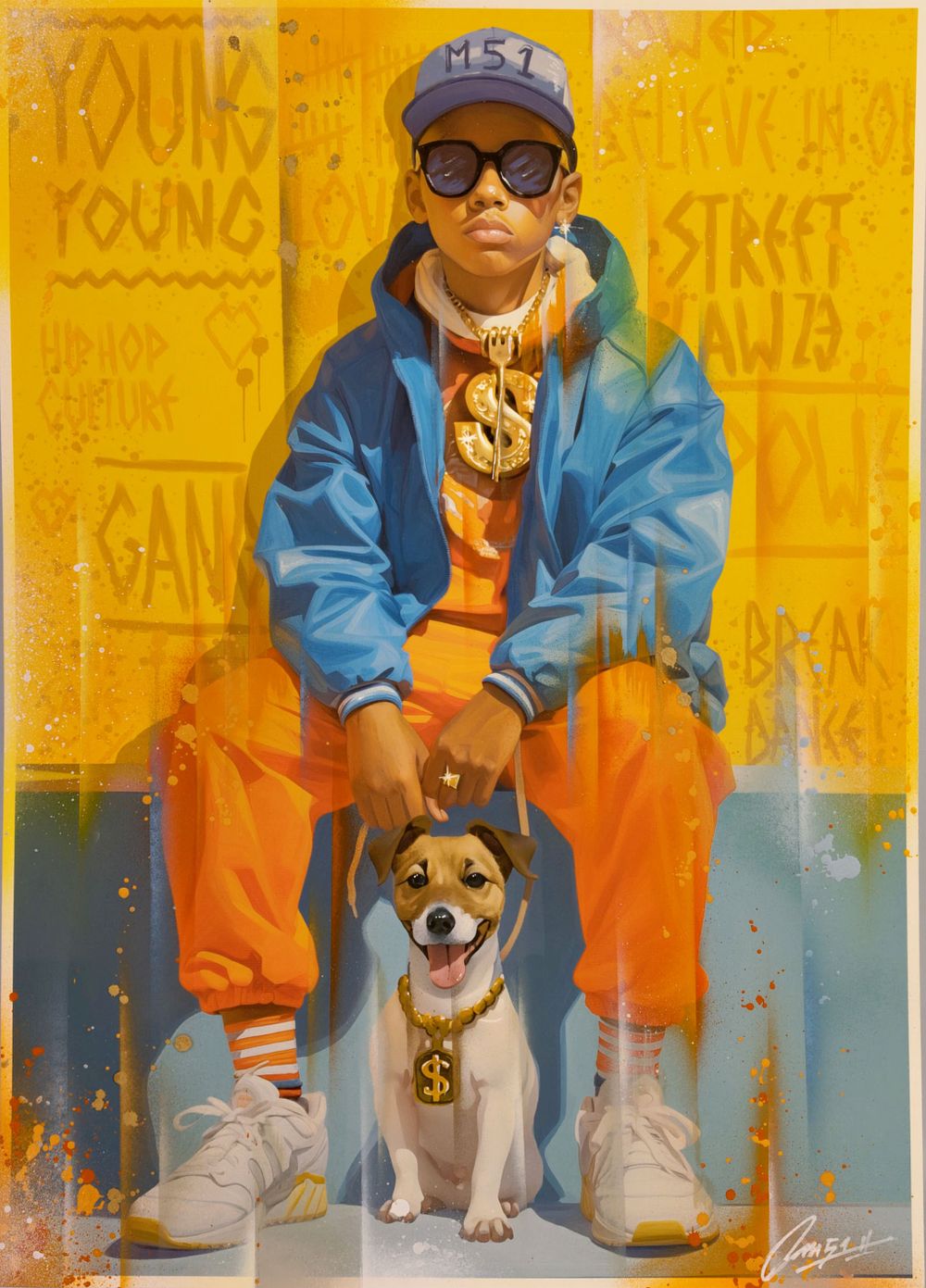 M51 Mixed media on paper. Title: Unlikely Friendships. 2023. Signed and dated. Dimensions: 