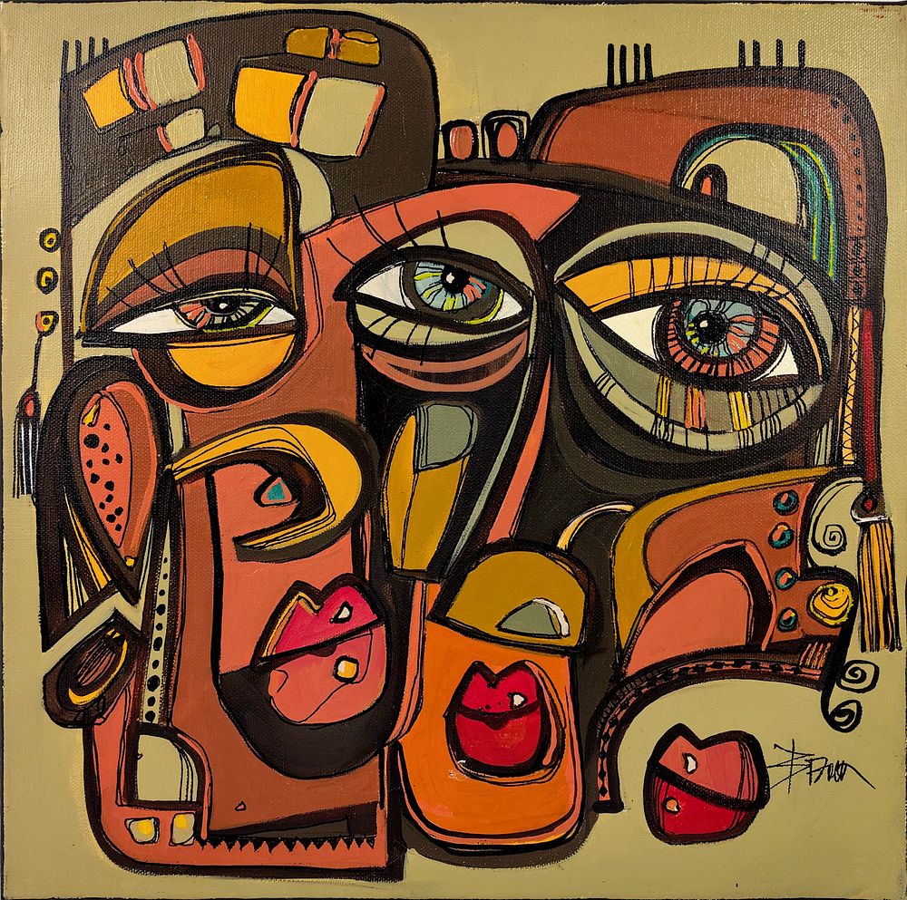 SONJA BRZAK. Sonja Brzak Acrylic on canvas. Title: In Love. Signed and dated. Dimensions: 