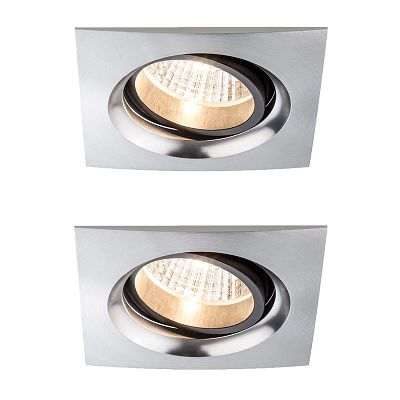 RECESSED SPOTLIGHTS. Set of Paulmann LED recessed spotlights, 2x7W, brushed aluminum, swivel. 