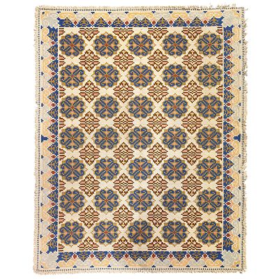 ARRAIOLOS RUG. Arraiolos rug, cream color, classic decoration with geometric elements in shades 