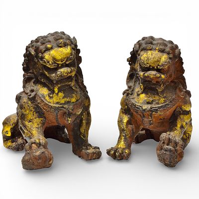PAIR OF CHINESE FU DOGS. Pair of Chinese Fu dogs or guardian lions, also known as shishi or foo 