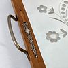 TRAY WITH APPLICATIONS. Old wooden tray with a Venetian-style engraved mirror base with metal Image - 2