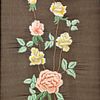 VERY OLD ORIGINAL EMBROIDERY. Very old floral embroidery on a brown silk background in the Image - 1