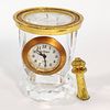 TABLE CLOCKS. Set of 2 table clocks in cut crystal and gilded metal, one in the shape of a Image - 1
