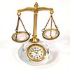 DESK CLOCKS. Set of 2 desk clocks in cut crystal and gilded metal, one in the shape of a globe Image - 1