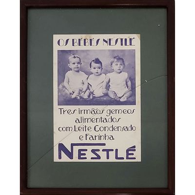 P&Uacute;BLICIDADE ANTIGA. P&uacute;blicidade antiga &agrave; famosa marca "Nestl&eacute;", emoldurada com passpartout. 