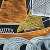 MIXED MEDIA ON CARD. Original - Mixed media on card with sailboat motif. Dimensions: 50 x 37 cm.Image - 2