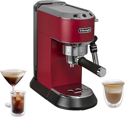 M&Aacute;QUINA DE CAF&Eacute; EXPRESSO DELONGHI EC685 DEDICA STYLE VERMELHA. M&aacute;quina de caf&eacute; expresso manual 