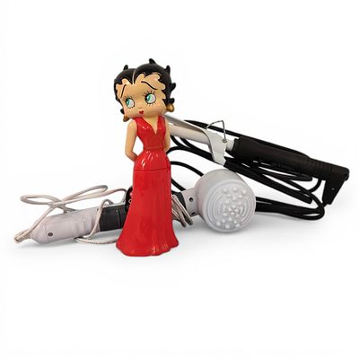 HAIR PACK. Hair styler pack, Betty Boop figure, and Honour infrared massager, working. Used.