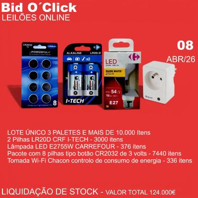 STOCK DE ARTIGOS DE ENERGIA - PVP 124.000,00 €. Lote composto por aproximadamente 10.000 artigos 
