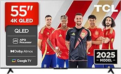 TCL 55" QLED 4K UHD SMART TV (GOOGLE TV). 55-inch television sold for repair or for parts 