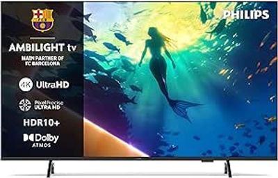 PHILIPS 50" 4K UHD AMBILIGHT SMART TV. 50-inch television sold for repair or parts, potentially 