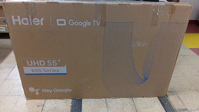 HAIER 55" DIRECT LED 4K UHD GOOGLE TV. 55-inch television sold for repair or parts, which may 