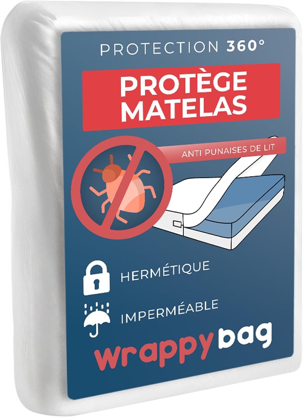 WRAPPYBAG MATTRESS PROTECTOR 160X200. Fully waterproof mattress cover, protects against dust 