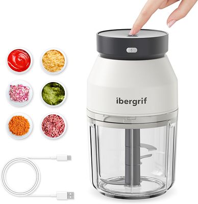 IBERGRIF M503 ELECTRIC CHOPPER. Portable electric chopper with a 400 ml cup, one-touch operation 