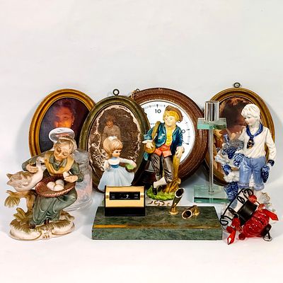 CONJUNTO DIVERSO. Conjunto diverso, composto por 4 estatuetas, biscuit e porcelana vidrada 