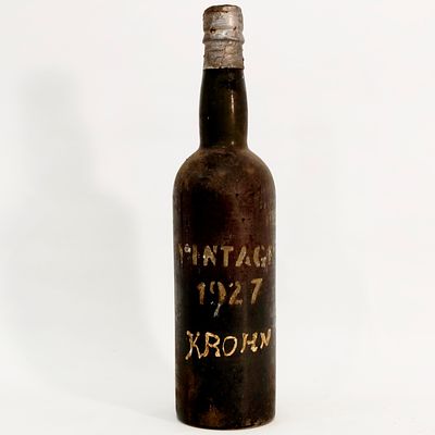 KROHN VINTAGE 1927 PORT WINE. Bottle of Krohn Vintage Port wine, 1927, Porto. Volume: 75cl.