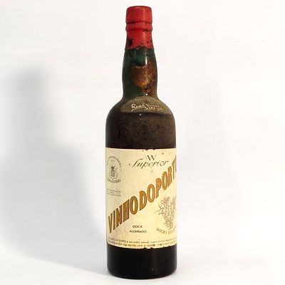 PORT WINE 60S. Bottle of W Superior Port Wine Real Companhia Vinicola do Norte, 60s, Douro.