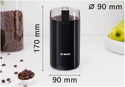 BOSCH COFFEE AND SPICE GRINDER. 180 W electric grinder with stainless steel and plastic blades 