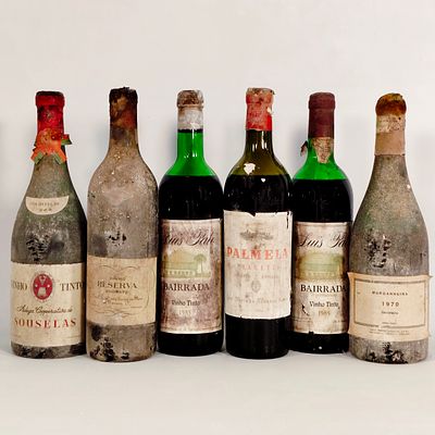 RED WINE SELECTION. Bottles of red wine, Souselas Colheita 1964, Sogrape Reserva, 2 Luis Pato 
