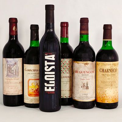 ALENTEJANO RED WINE. Bottles of red wine, Vila Branca 2001, Couteiro-Mor 1997, Egoista 2005 