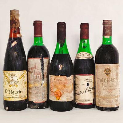 ALENTEJANO RED WINE. Bottles of red wine, Vidigueira 1985, Pa&ccedil;o dos Infantes 1985, Portulegre 