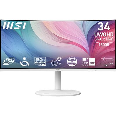 MSI MODERN 34" UWQHD CURVED USB-C MONITOR. 34" curved ultrawide monitor with UWQHD resolution 