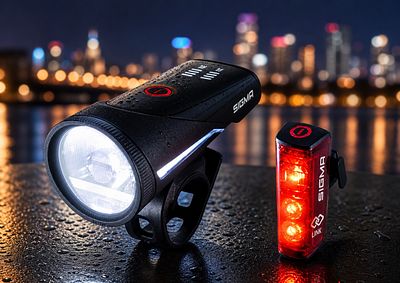 SIGMA AURA 100 + BLAZE LINK LIGHT SET (BLACK). Used Sigma brand light set, consisting of front 
