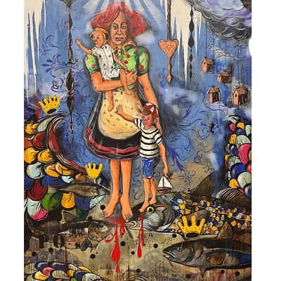 GABRIEL GARCIA. Title: “Albertina and Her Children” Acrylic on canvas Dimensions: 188 cm x 155 