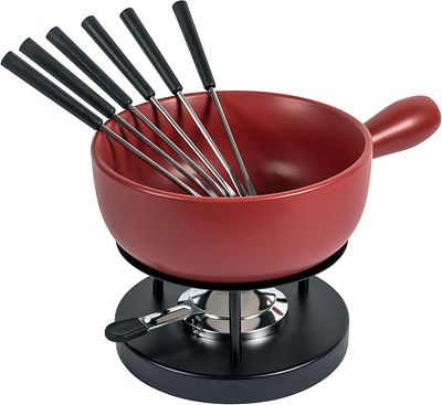 KUHN RIKON CLASSIC RED CHEESE FONDUE SET 2.6 L. Cheese fondue set with a 23 cm pot and 2.6-liter 