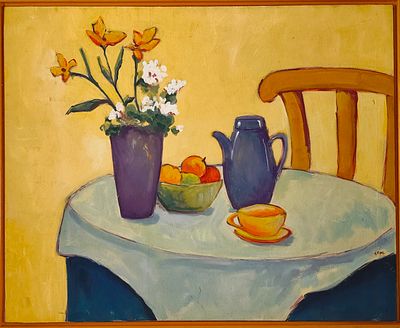 G. VIDAL. Original oil painting on canvas, signed, 'Still Life' motif. Dimensions: image area 