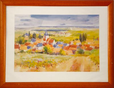 MILLAN. Decorative print on paper, 'Landscape' motif. Dimensions: frame 68x88 cm