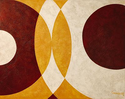 A. GON&Ccedil;ALVES. Original oil painting on canvas, signed, motif "Geometric". Dim: image size 55x70 cm