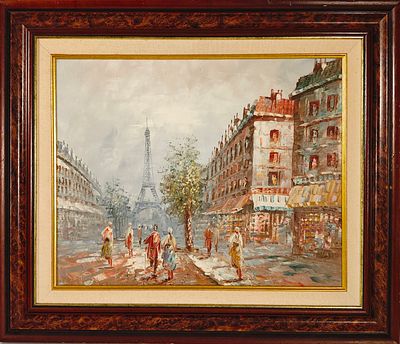 VIEW OF PARIS. Original oil painting on canvas, motif "View of Paris". Dim: image size 40x50 cm. 